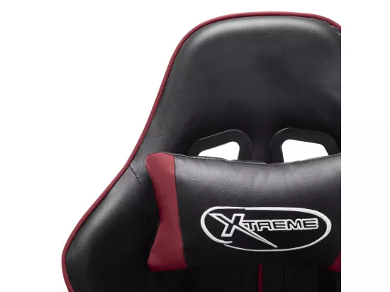 Chaise de jeu avec repose-pied Noir et bordeaux Cuir artificiel