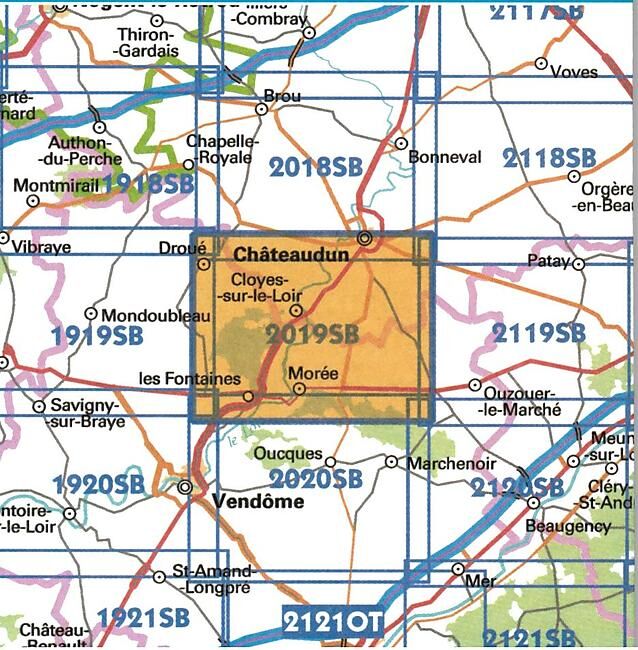 IGN - 2019 SB CLOYES SUR LE LOIR 1 25 000