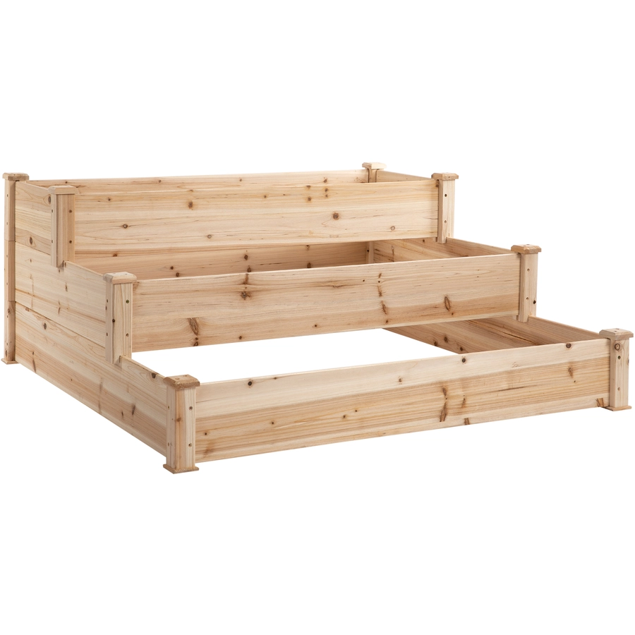 Outsunny Hochbeet mit stufenförmiges Design natur