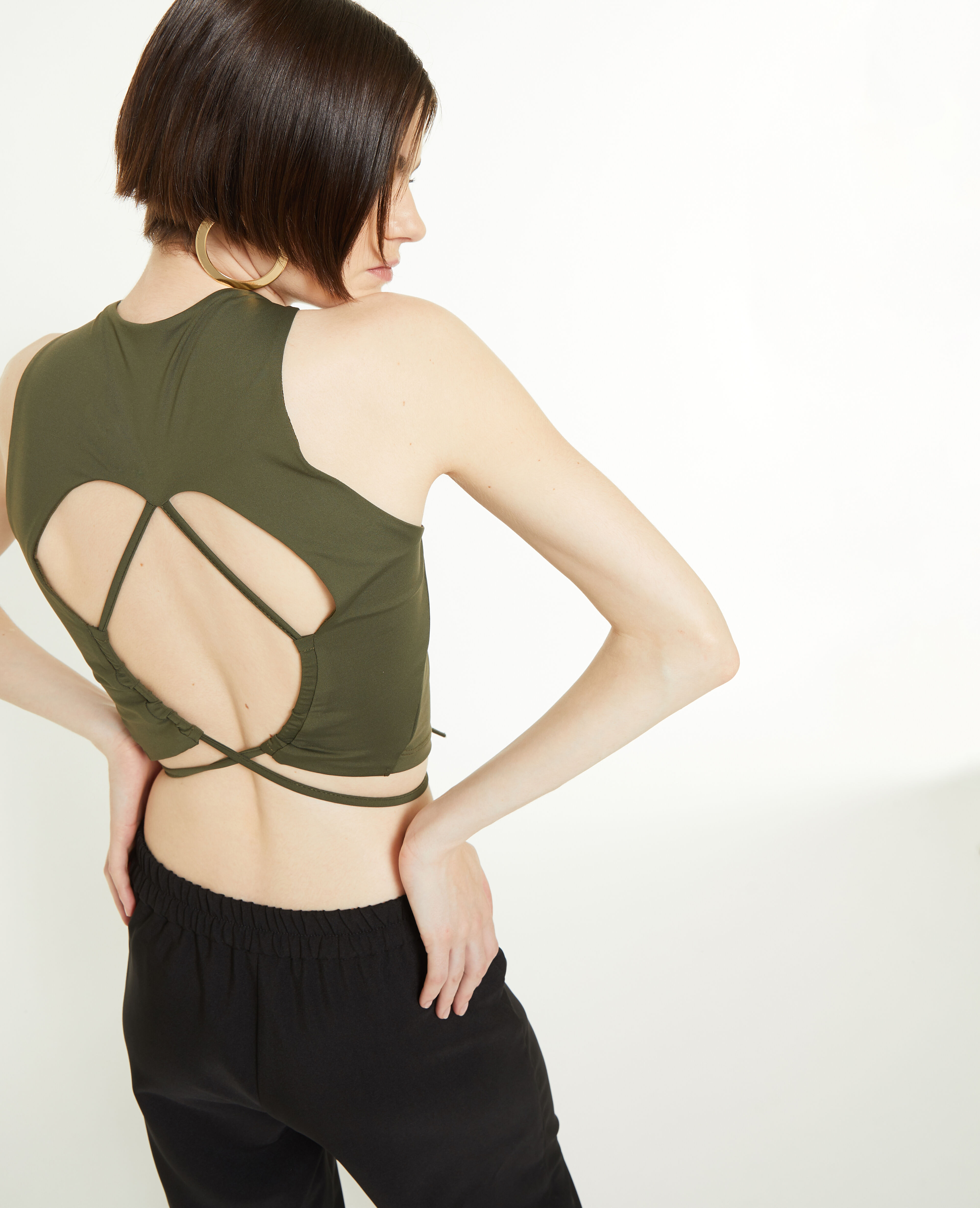 Top sans manches avec découpe dos - Vert kaki