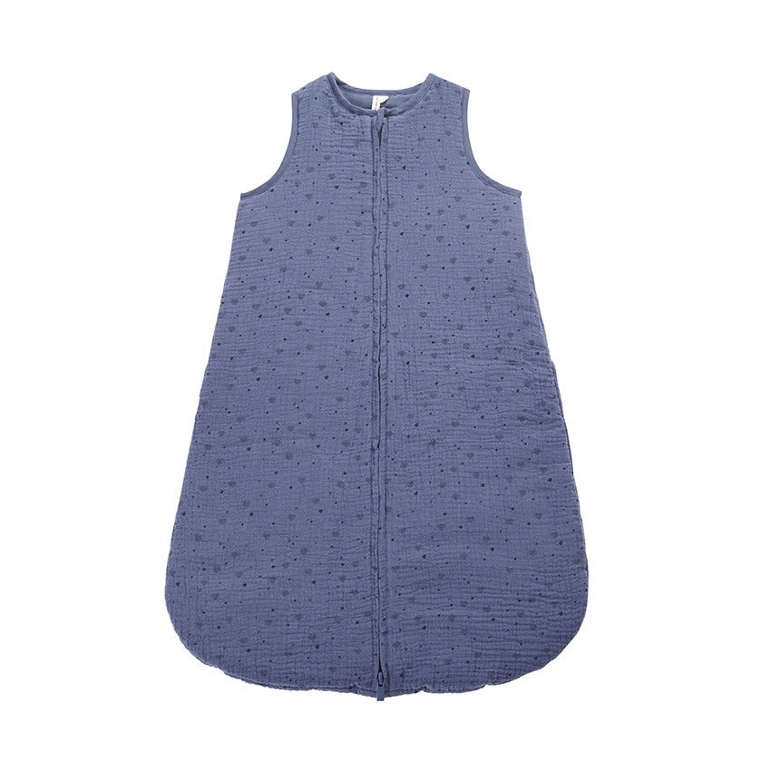 Gigoteuse TOG 2 imprimé cœurs en gaze de coton - Bleu marine