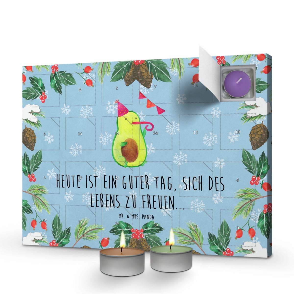 Mr. & Mrs. Panda Geurkaars Adventskalender Avocado Party - Pastelblauw