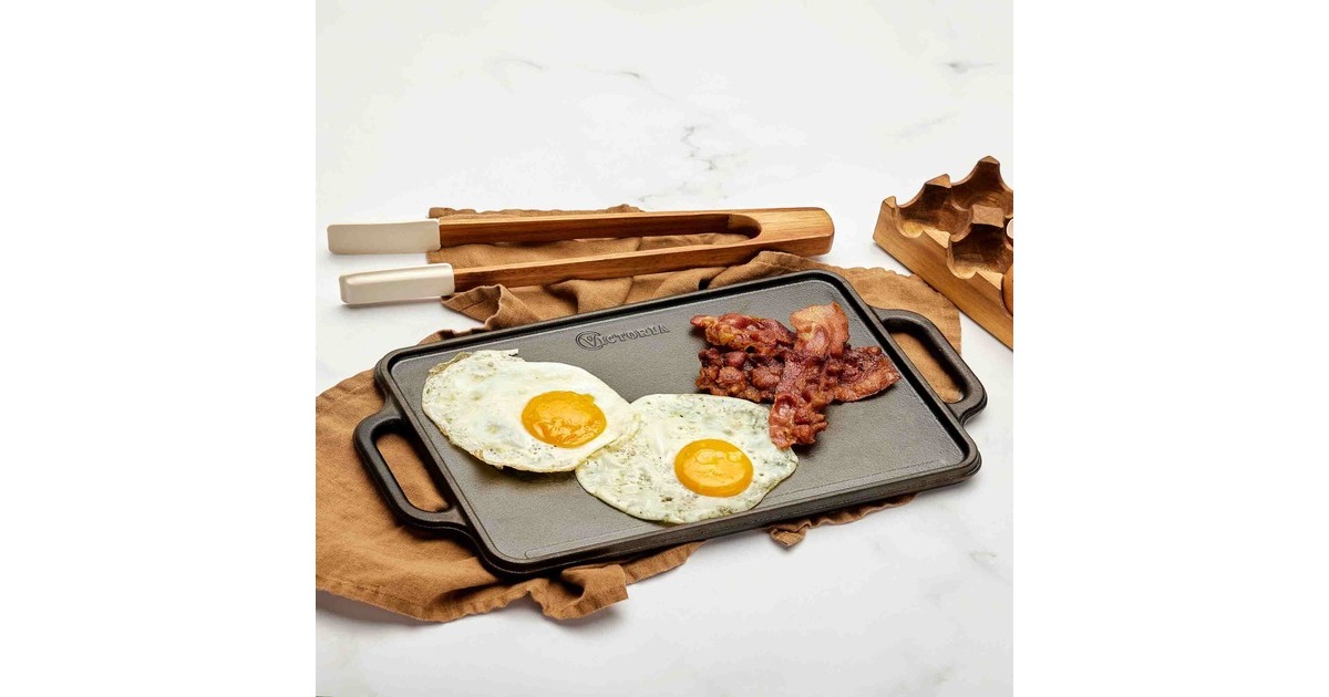 VictoriaOmkeerbare Bakplaat 33 x 21 cm, Seasoned grillplaat  (Zwart, Color packaging)