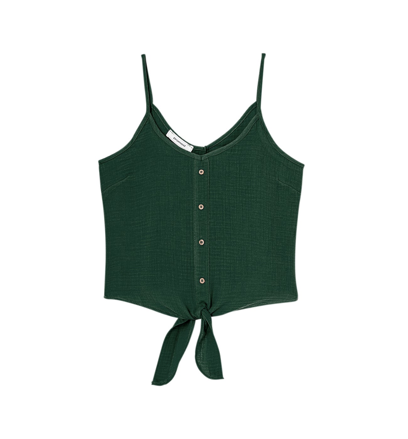 Top en gaze de coton - Vert émeraude