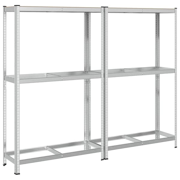vidaXL Dekkhyller 2 lag 2 stk sølv 110x40x180cm stål og konstruert tre