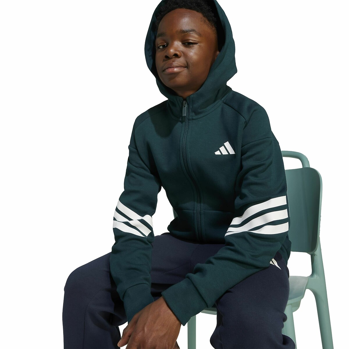 ADIDAS ROUPAS ESPORTIVAS<br>Suéter com zíper em fleece escovado