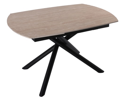 CONCEPT1 - Table Madrid travertin 130-190x90x76 100% céramique