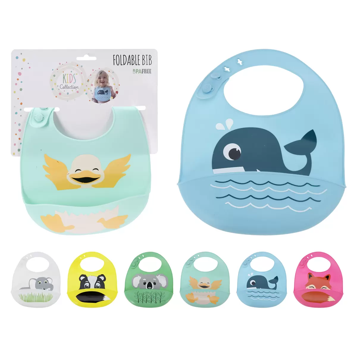 Baby-Lätzchen Animal gelb,grün,hellblau,hellgrau,mint,rot