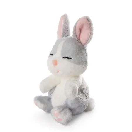 NICI Kuscheltier Hase grau 12cm schlafend im Körbchen