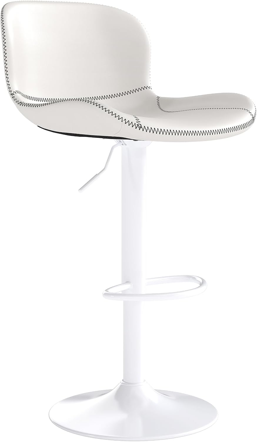 Youhauchair Barhocker 2er Set, Barhocker Höhenverstellbar aus Kunstleder, wasserdicht und verschleißfest, Barhocker mit Lehne, Drehbarer bar Stool, modern, Weiß