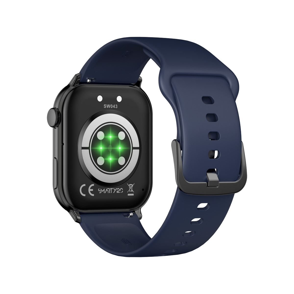 Montre SMARTY 2.0 training mixte connecté métal noir bracelet silicone bleu fonce