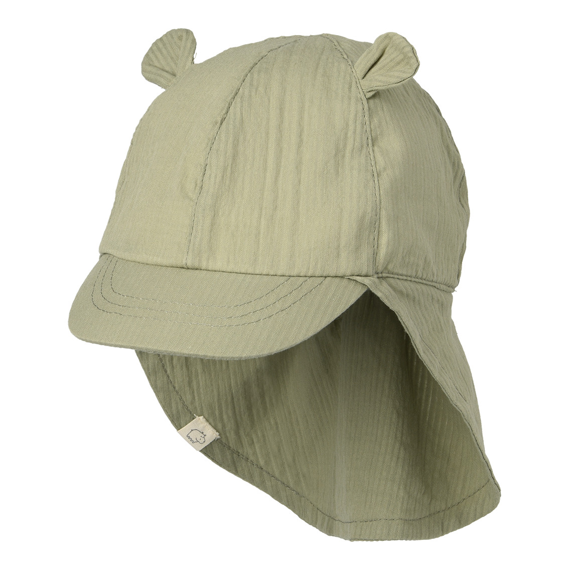 Topomini Baby Nackenkappe mit Ohren-Applikation oliv