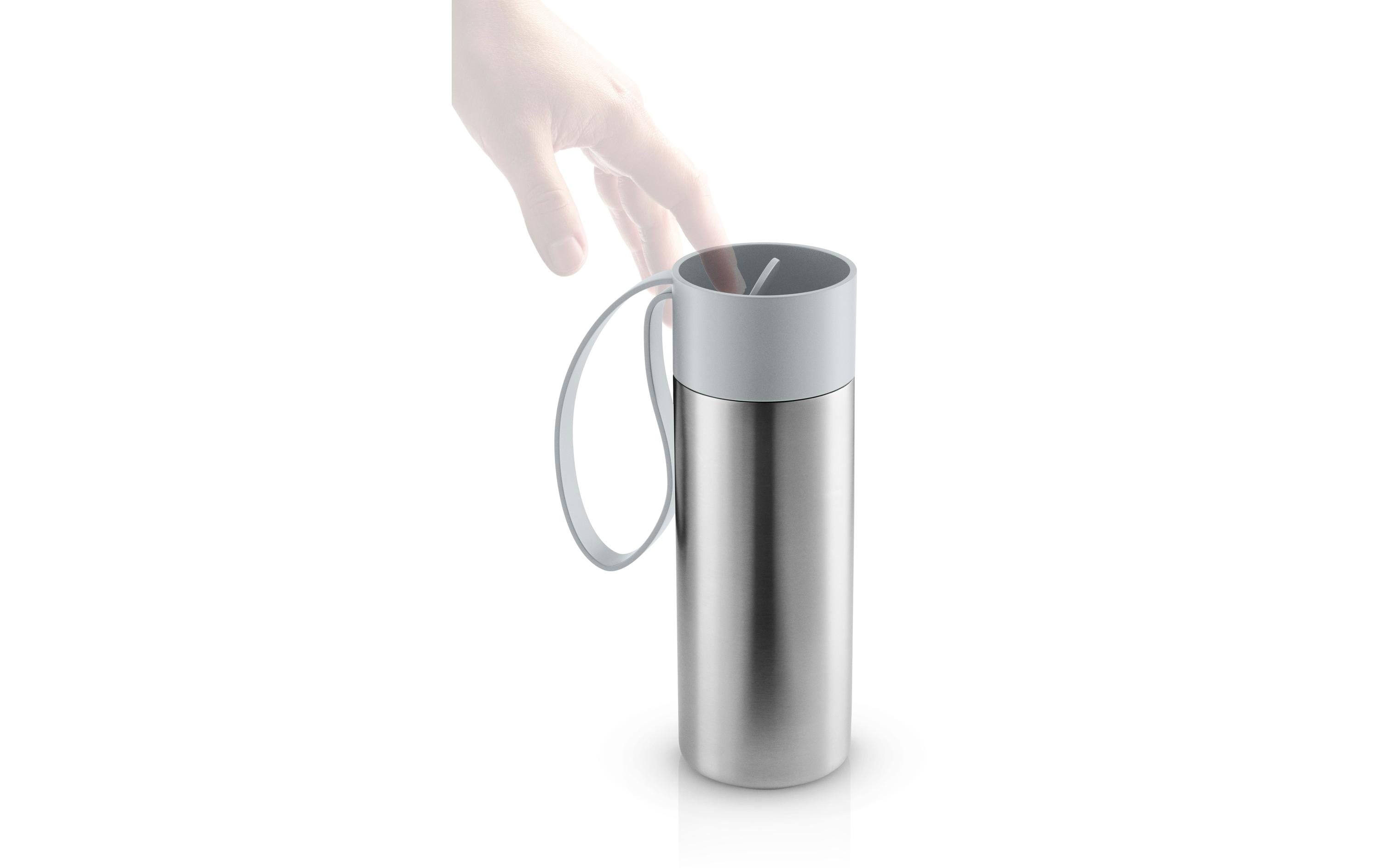 Thermobecher To Go 350 ml, Hellgrau/SilberIsolierbecher mit Trageschlaufe