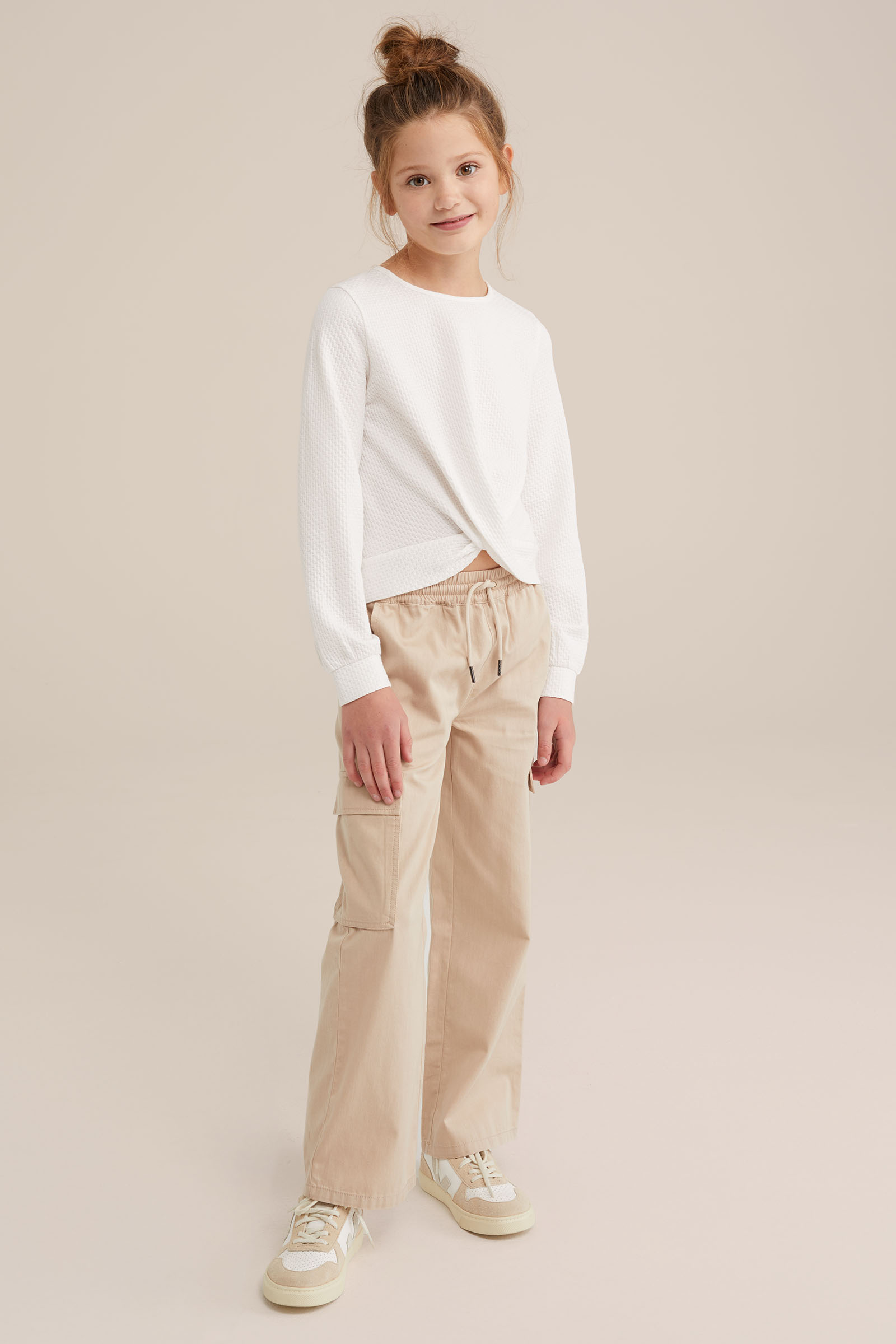 Meisjes cargobroek WE Fashion Beige