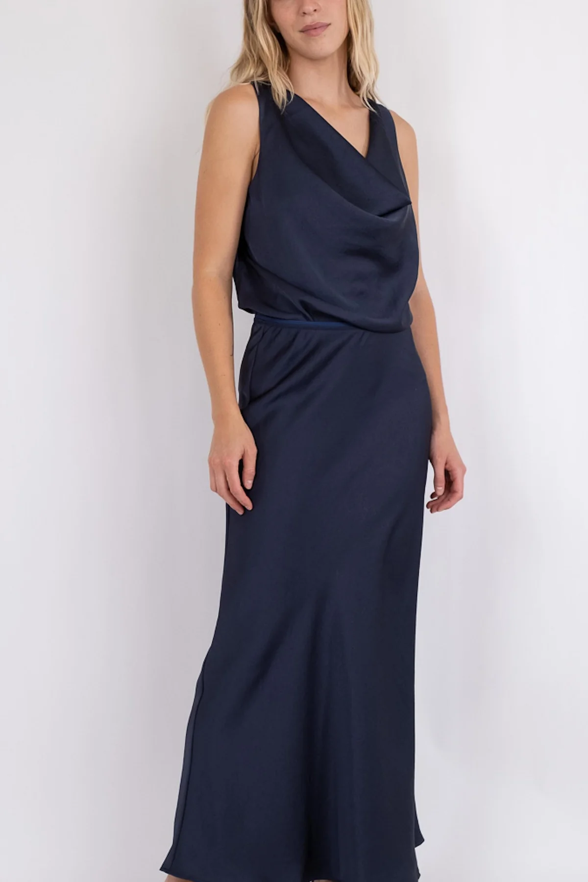 Neo Noir Vicky Heavy Sateen Skirt midnight blue