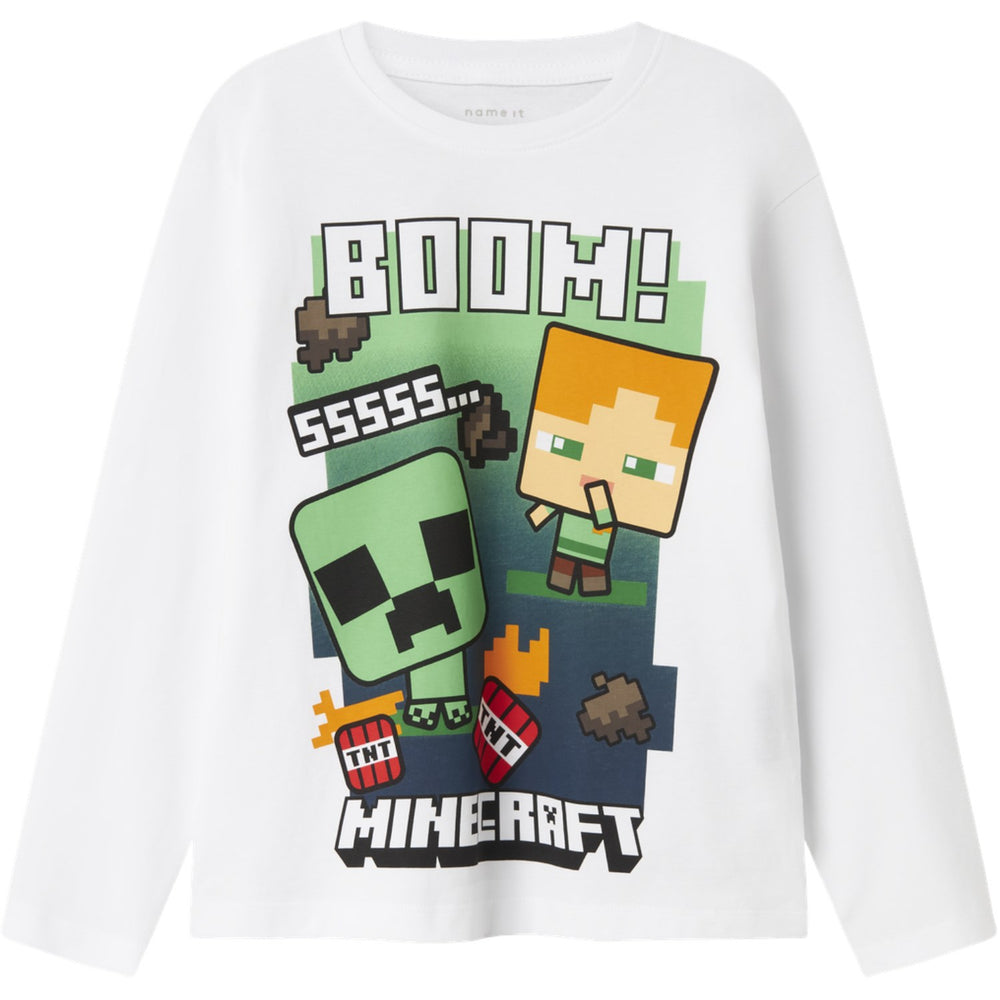 Køb Name It Bright White Nkmac Minecraft Ls Nreg Top Box Noos Bfu