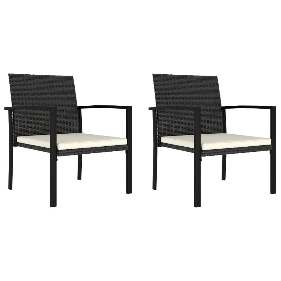 vidaXL - Buitenstoel - Zwart - Poly rattan - 2 stuks