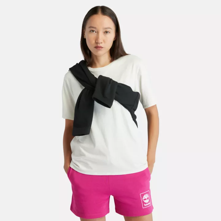 T-shirt avec logo brodé pour femme en blanc