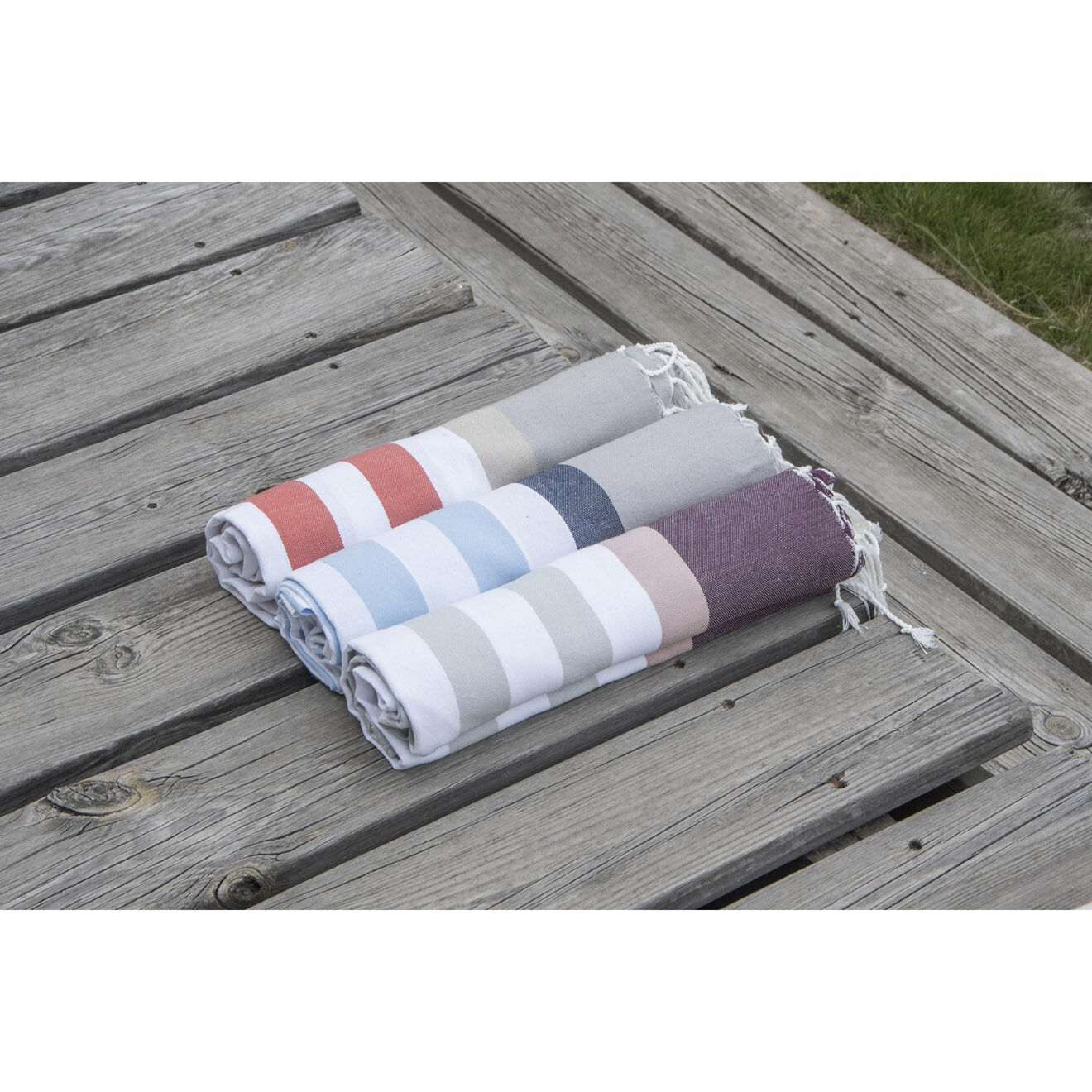 Febronie Fouta Arcachon gris/rose/prune - 100x200 cm