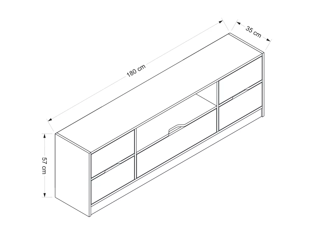 Meuble TV avec 3 portes, 2 tiroirs et 1 niche - Blanc et Naturel - MELINYA