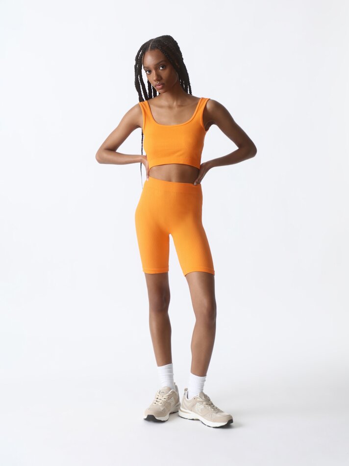 Calça legging de ciclismo sem costura - Laranja