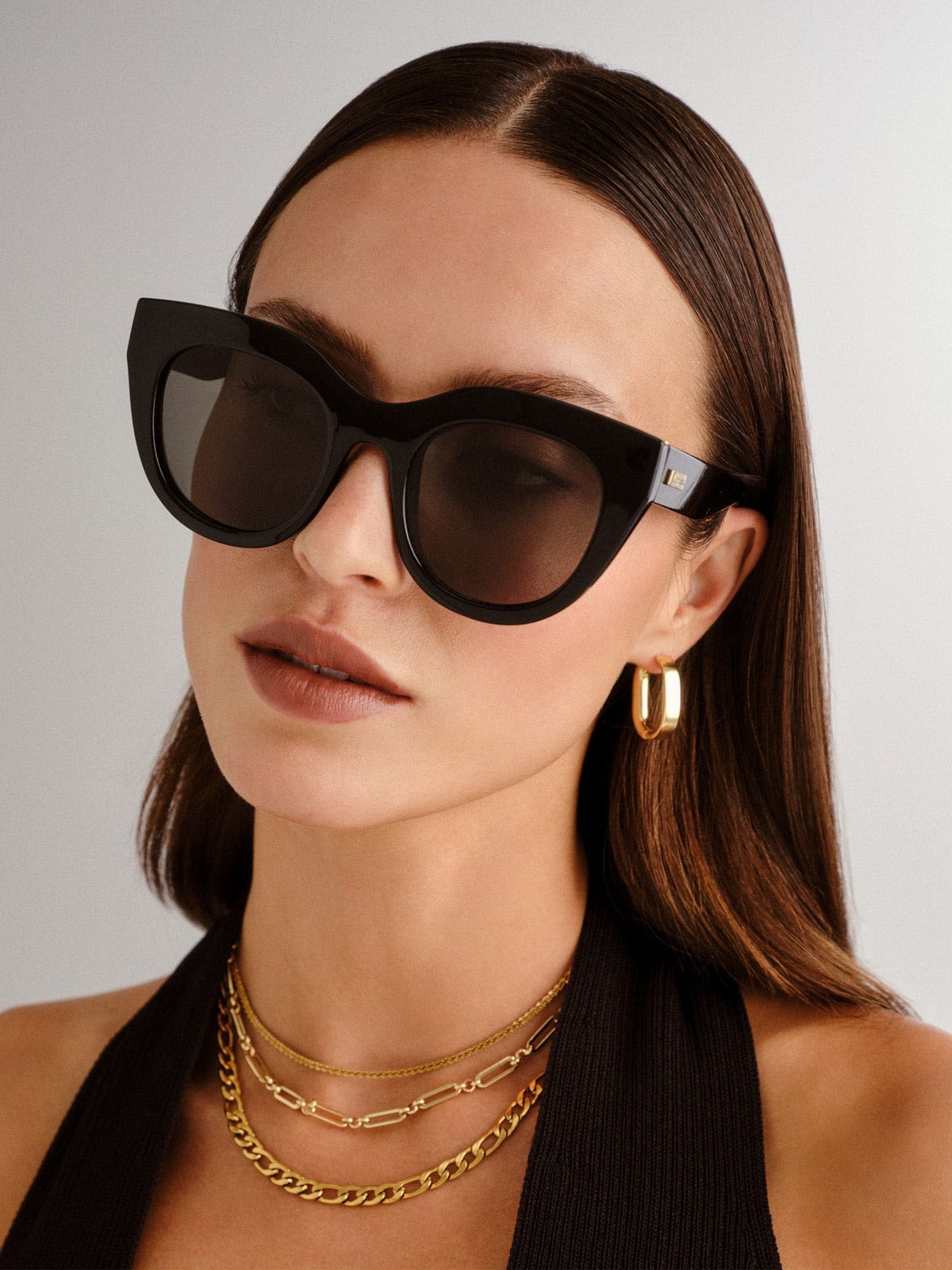 Zwart - Le Specs Air Heart Sunglasses