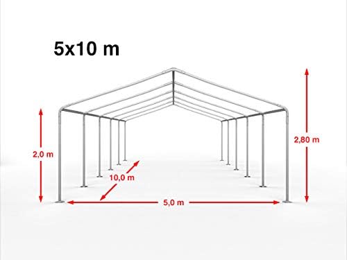 Partyzelt Pavillon 5x10 m in weiß PE Plane 350 N Wasserdicht UV Schutz Festzelt Gartenzelt