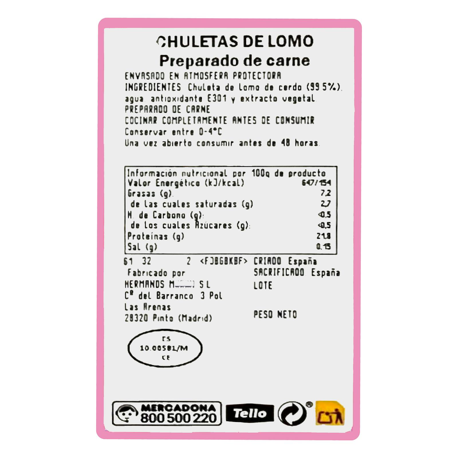 Côtelettes de longe de porc