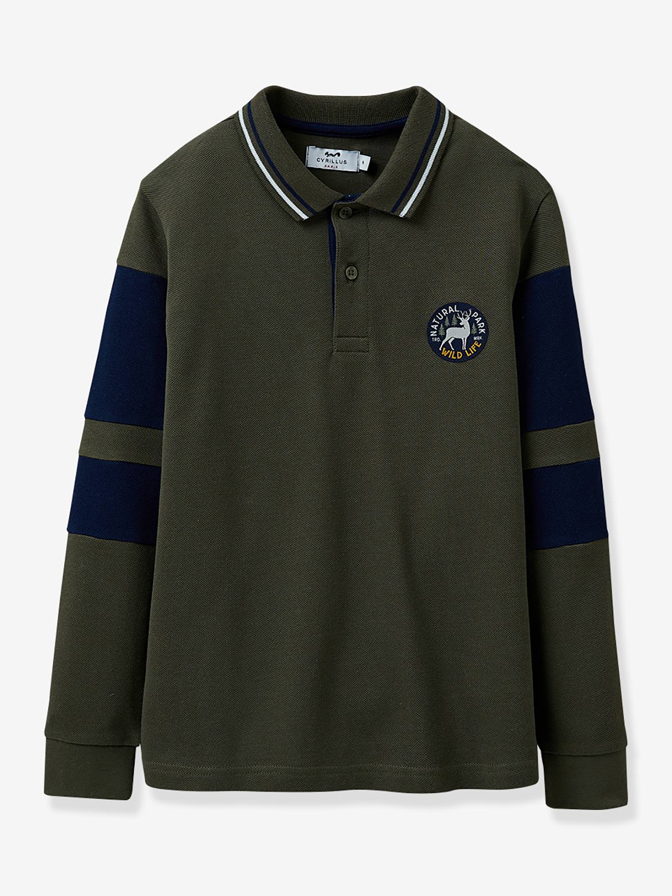 Camisa polo bicolor estilo rugby para meninos