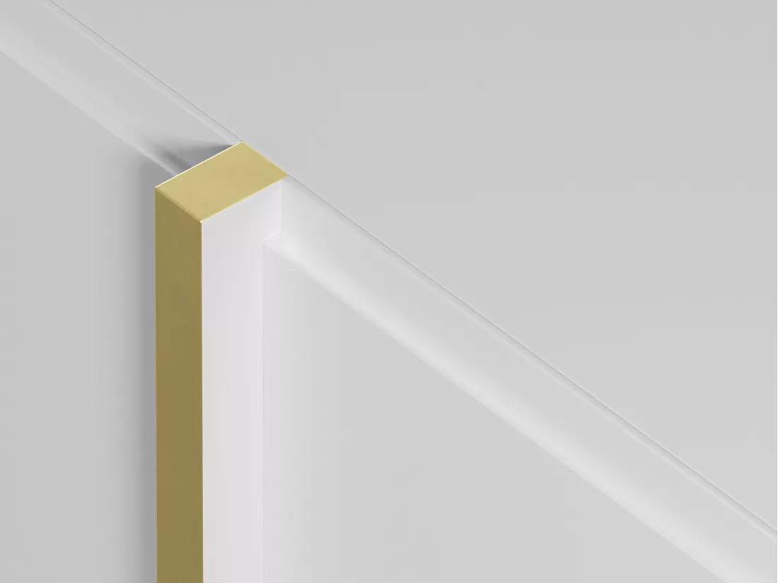 Meuble TV avec 4 portes en MDF - Blanc et Doré - LUVONIA