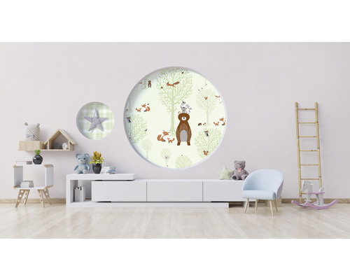 Vliesbehang 38134-2 Little Love Woodland Animals groenbruin