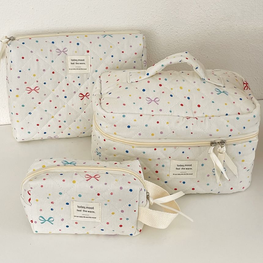 ZenlyHabit - Make-uptas/clutch met strik en stippen (verschillende ontwerpen)