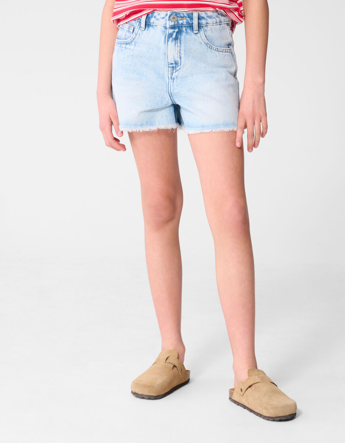 Strawberry Embroidery Short Blauw