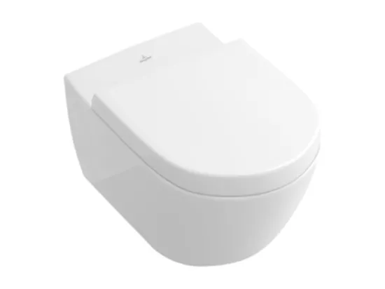 Pack WC suspendu sans bride VILLEROY ET BOCH Subway 2.0 blanc Alpin + abattant + plaque blanche + bâti Grohe