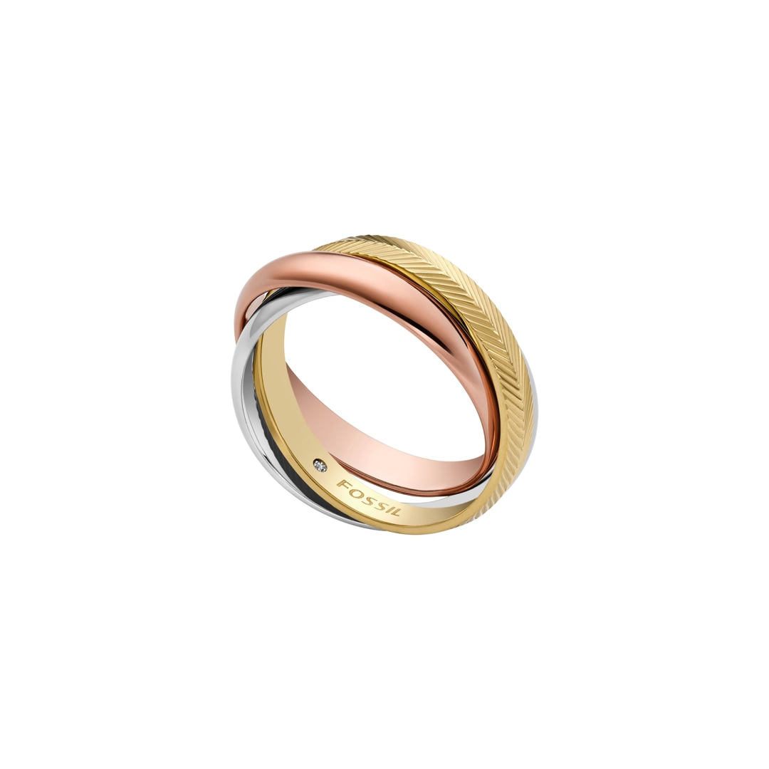 Fossil Harlow Ring Interlocking Links Tricolor