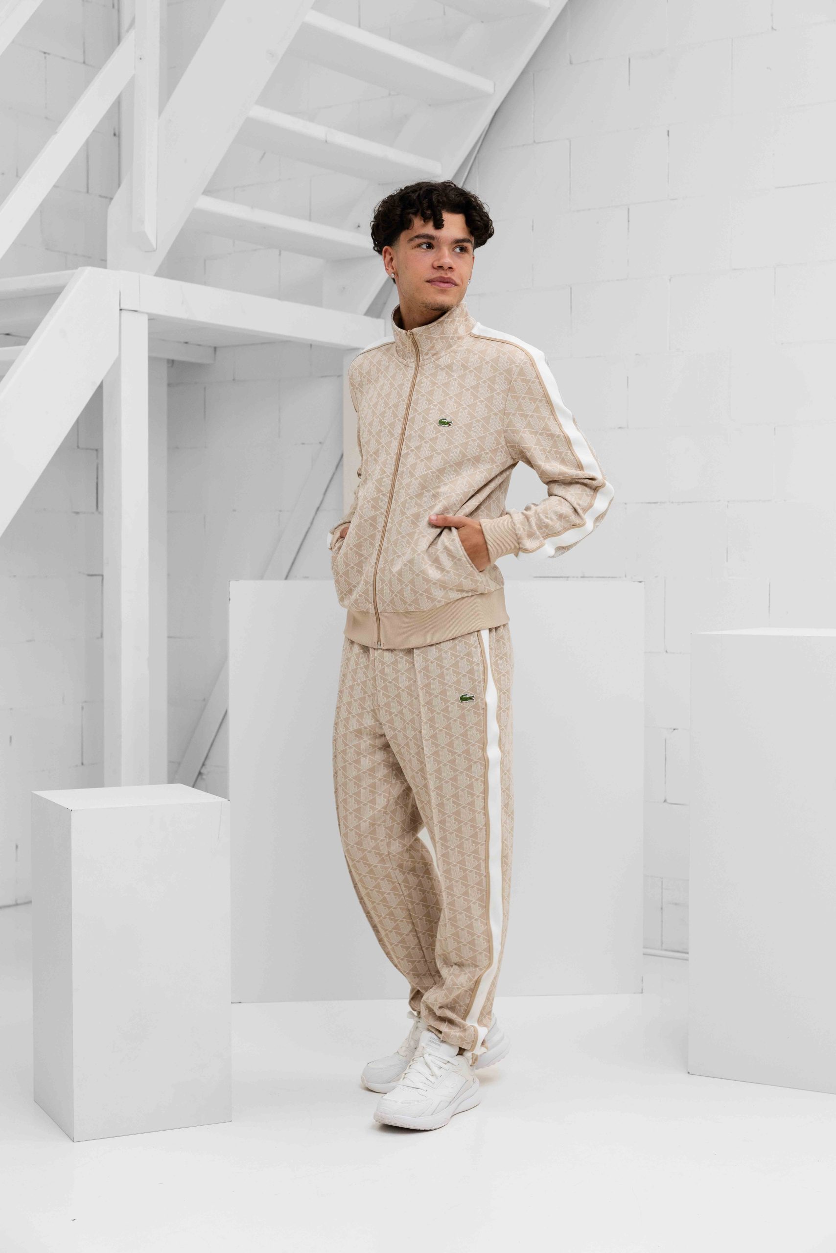 Lacoste Paris Jacquard Trainingspak Heren Beige