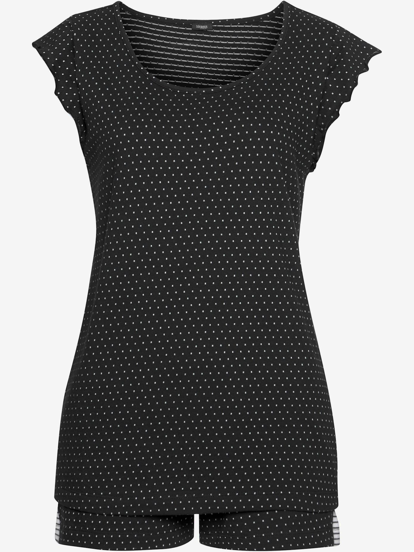 Pyjama court au design noir et blanc
