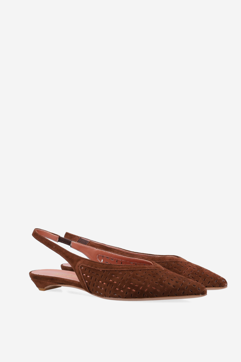 Perforated suede slingbacks