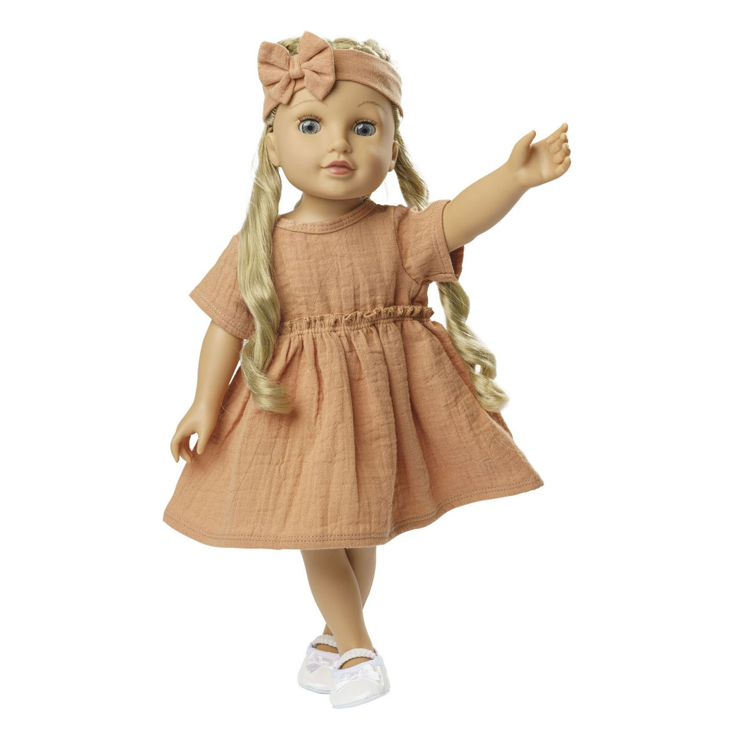 Poppenjurk Bruin met Ruches, 35-45 cm
