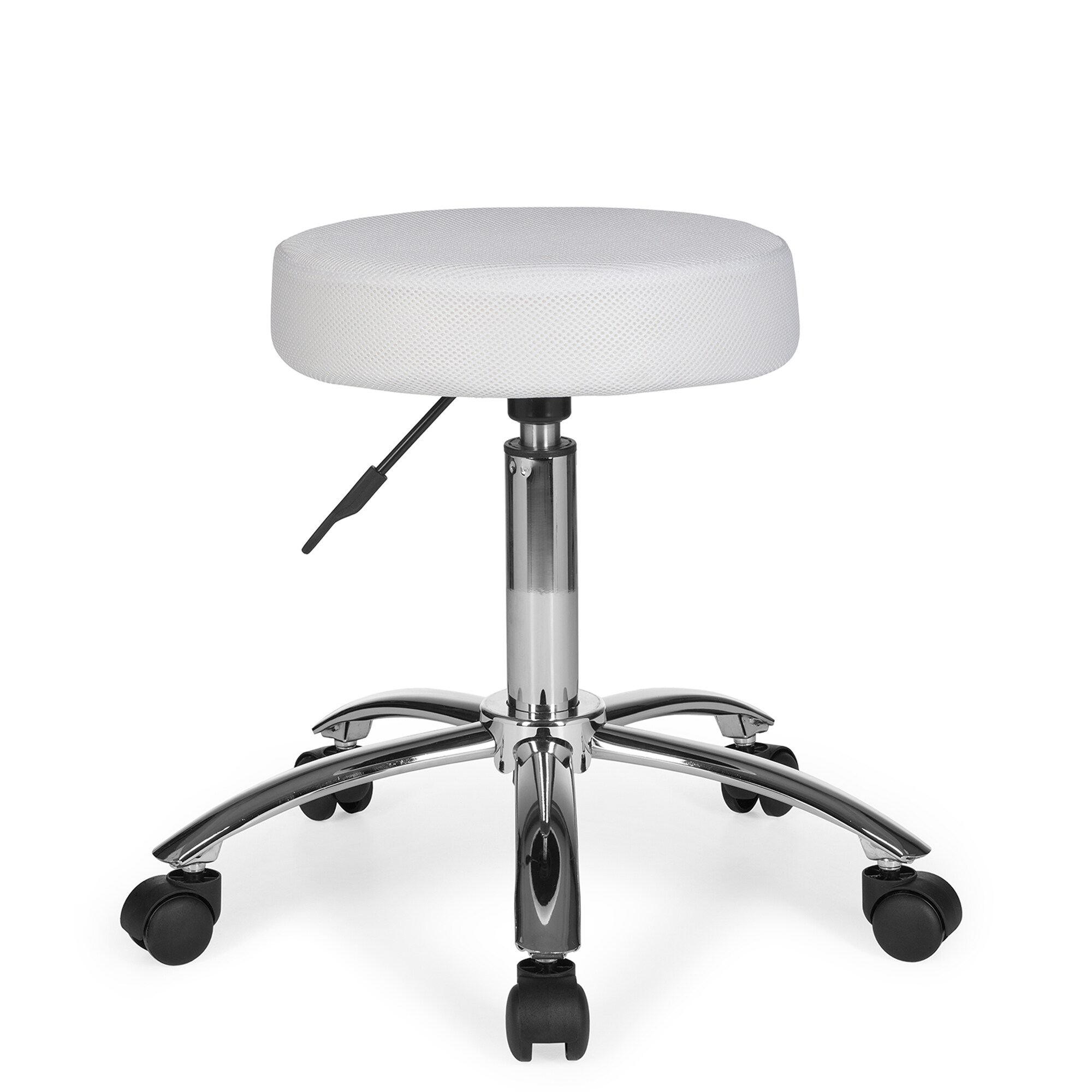 KADIMA DESIGN Ergonomischer Rollhocker ARNO mit gepolsterter Sitzfläche, 360° drehbar, bis 100 kg, Schwarz/Weiß
