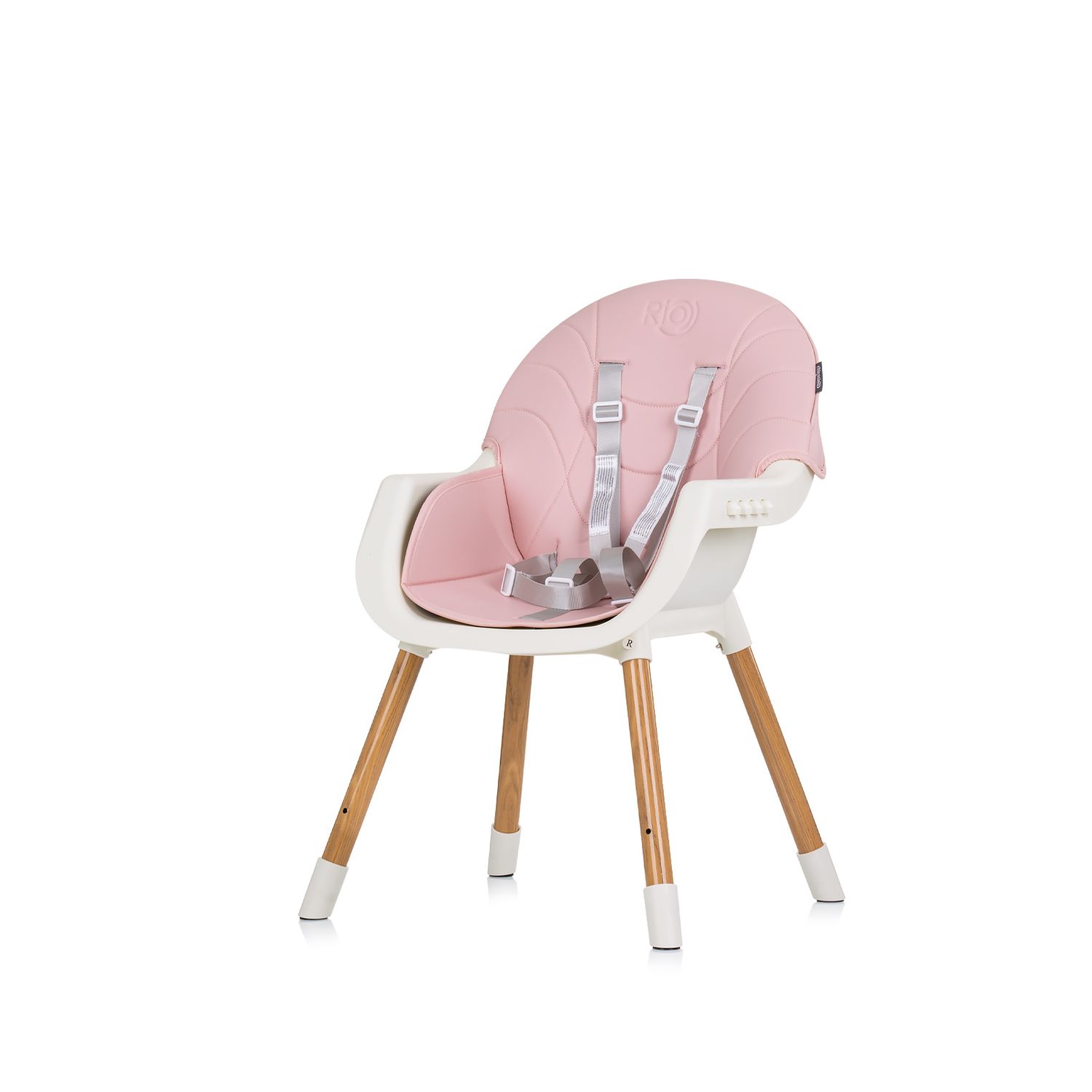 Chipolino Kinderhochstuhl Rio 2 in 1, Kinderstuhl rutschfeste Beine 5-Punkt-Gurt rosa