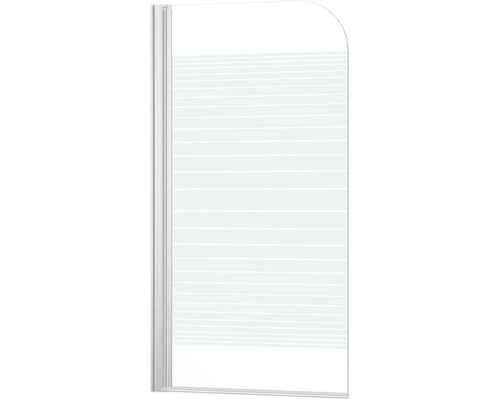form&style badwand, 1-delig, ABETO, 750 x 1400 mm, glasdecor met horizontale strepen, profielkleur wit