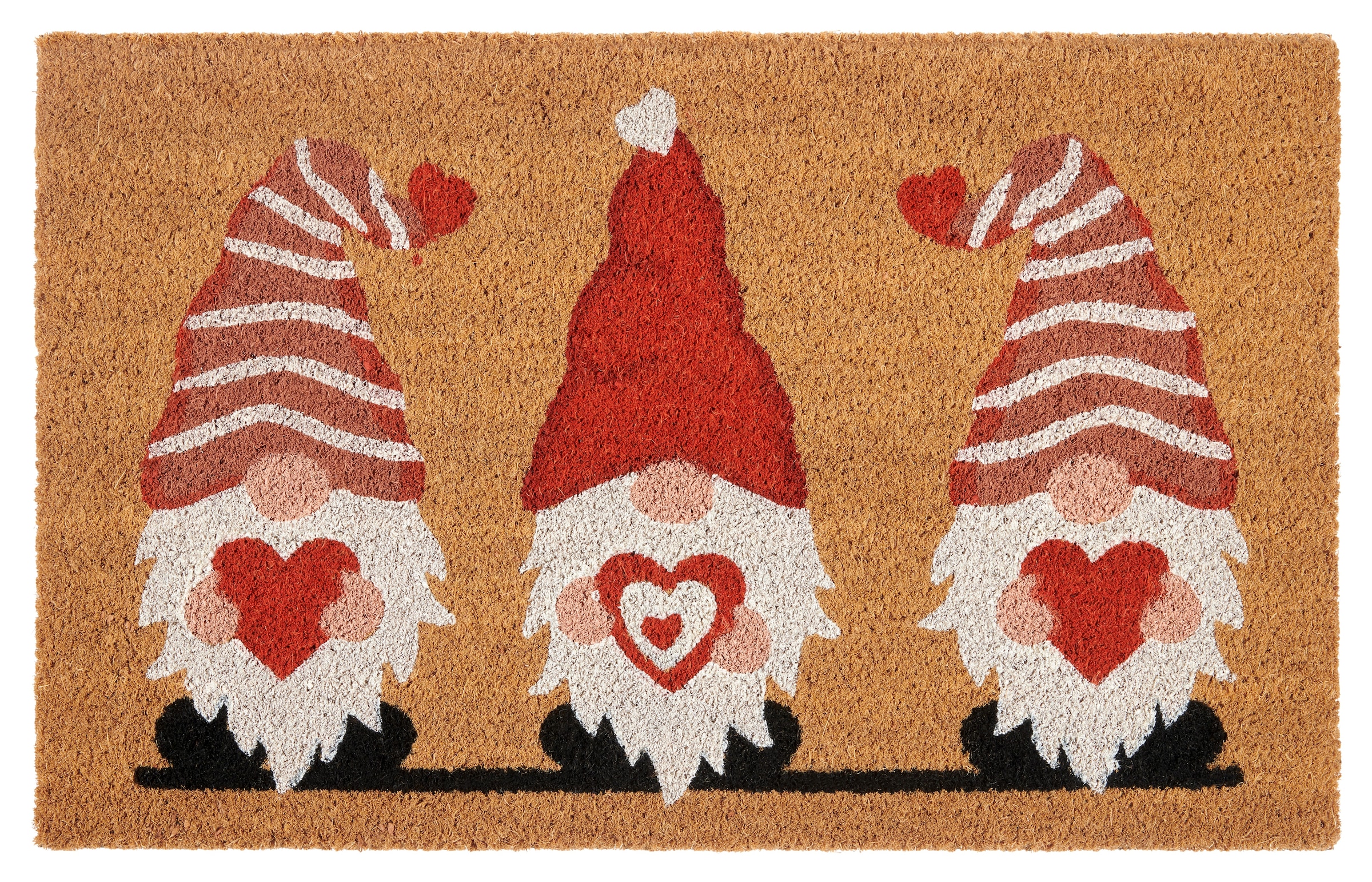 HANSE Home Fussmatte »Kokos Gnome Heart, Türmatte« rechteckig 15 mm Höhe Schmutzfangmatte, Rutschfest, Outdoor, Weihnachten, Kokosmatte, Zwerg