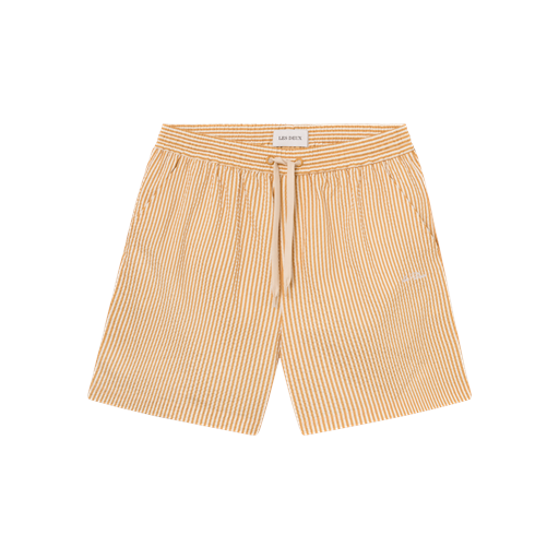 Les Deux Stan Stripe Seersucker Badebukser, Mustard Yellow/Light Ivory, XL
