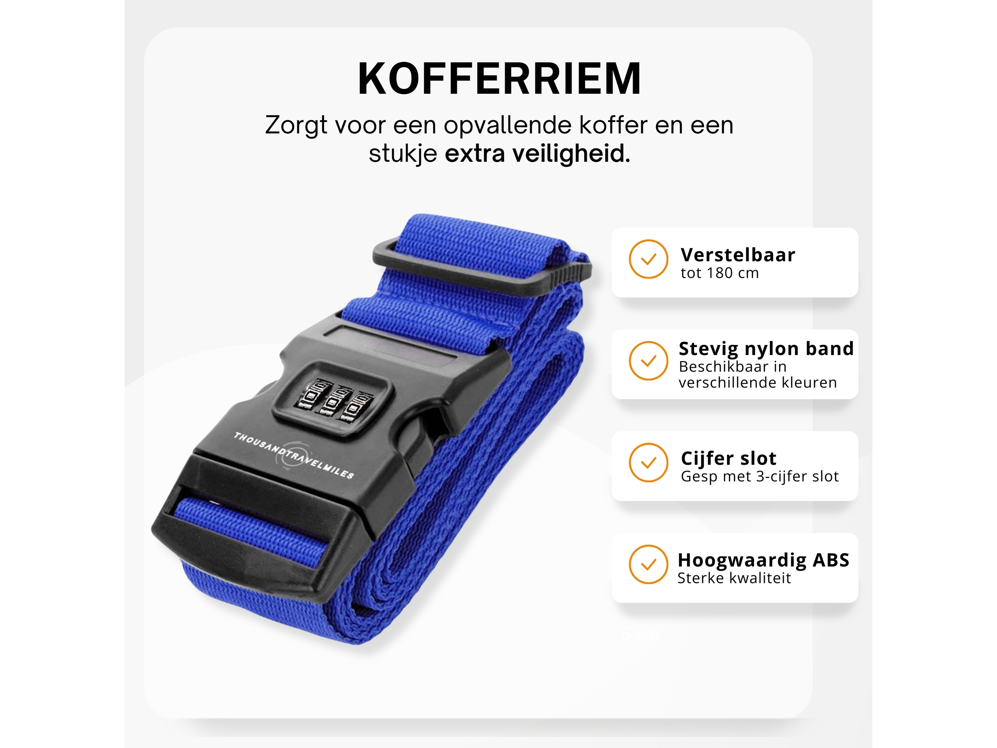 Thousandtravelmiles 2 kofferriemen met 2 bagagelabels - Blue