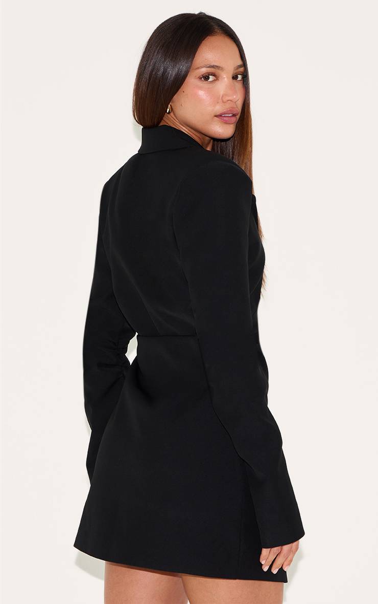 Noir Robe Blazer Tall Froncée Avec Détail Taille Cintrée