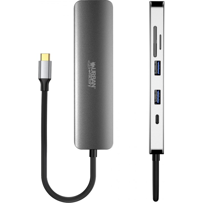 Urban Factory MHC45UF station d'accueil Avec fil USB 3.2 Gen 1 (3.1 Gen 1) Type-C Gris