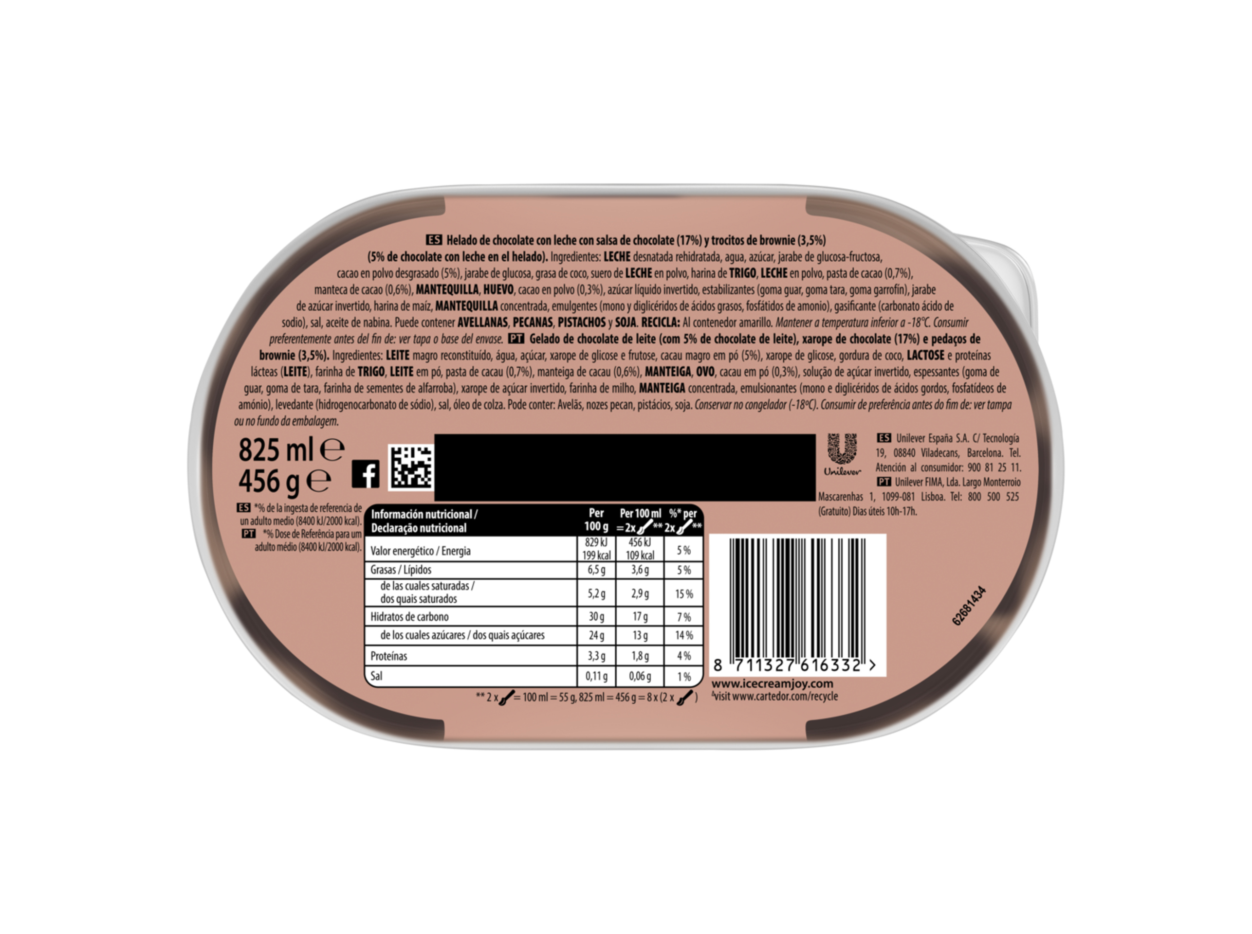 GELADO CARTE D'OR CHOCOLATE BROWNIE 825ML