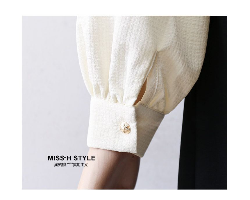 Cossita - Blouse met pofmouwen en kanten kraag
