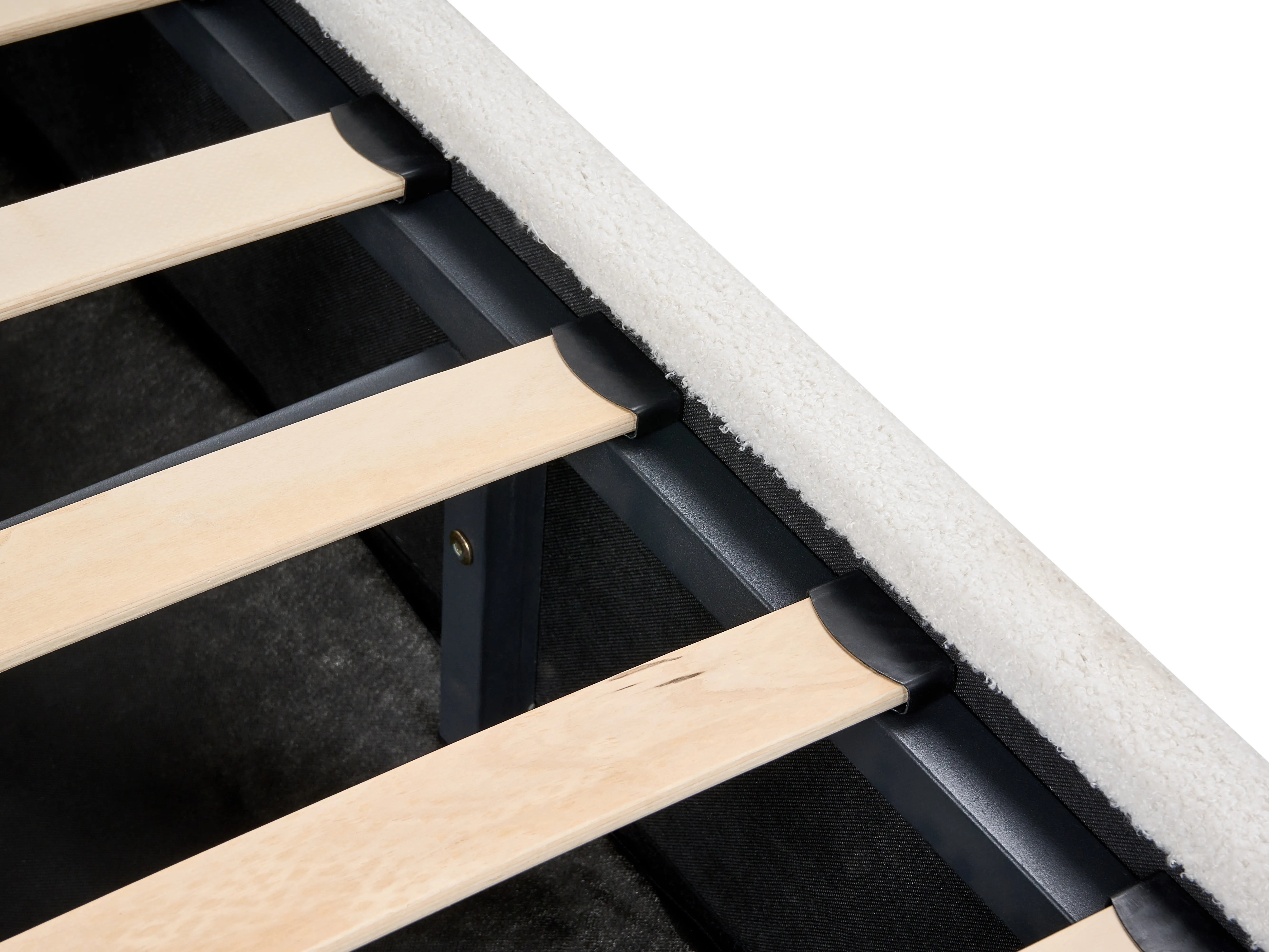 Bed met opbergruimte Bouclé ROCHEFORT 180 x 200 cm Gebroken wit